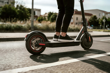 legs woman stylish outfit stand electric scooter street concept mujer con piernas elegantes atuendo estiloso patinete el&eacute;ctrico concepto urbano jambes femme tenue &eacute;l&eacute;gante stand trottinette &eacute;lectrique