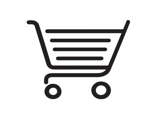 Stylish Shopping Cart Icon in Clean Minimal Elegant Vector Line Illustration Artwork