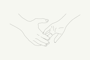 A line drawing of two hands holding each other