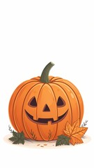 Pumpkin in bottom corner with copy space for Halloween