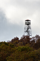 a firetower in the fall