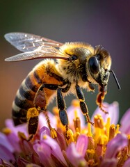 Fototapeta premium Close-up of a honeybee on a flower