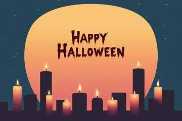 Halloween typography with candles and shadows