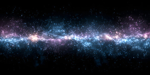 Fototapeta premium Horizontal band of stars and galactic light across deep black space