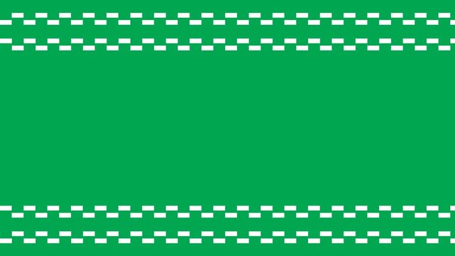 Horizontal white dashed line frame seamless looping animation moving left and right on green screen. 4K animated border overlay for background frame, title frame, video editing, and motion graphics.