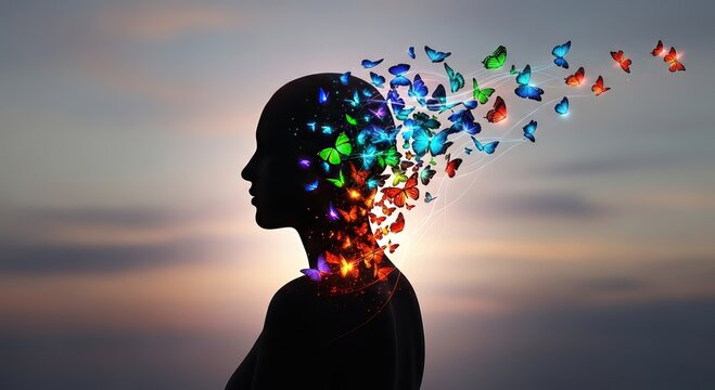 Unlock your mind's potential with creative imagination and colorful butterflies of inspiration fluttering free