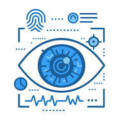 Concept of advanced digital biometric screening of the human eye or iris for security