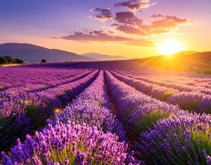 Fototapeta premium Lavender field at sunset (3)