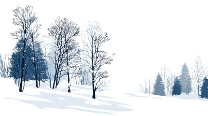 Obraz premium Serene Winter Landscape with Snowy Trees and Ground