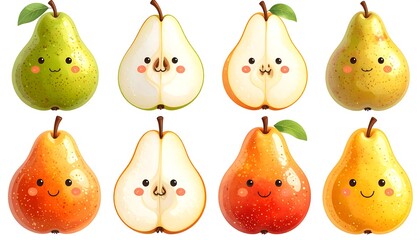 Cute pears with kawaii faces (1)