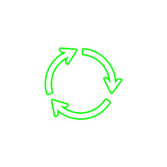 Green glow recycling symbol icon