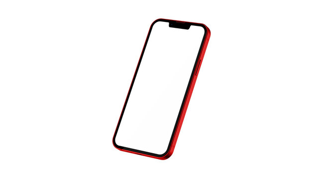 Red iPhone mockup &ndash; realistic smartphone template for mobile app design, UI/UX presentation, branding, responsive website showcase and digital product display