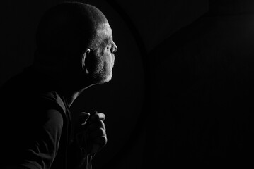 portraits face expression body movements modern man in black and white photo fine art silhouette...