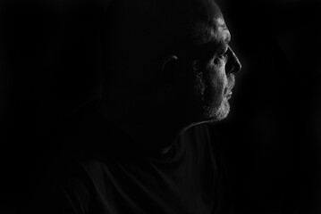 portraits face expression body movements modern man in black and white photo fine art silhouette...