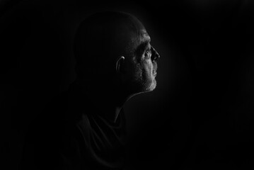 portraits face expression body movements modern man in black and white photo fine art silhouette expression image