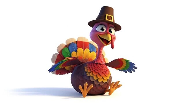 Thanksgiving Turkey Cartoon Character Animation.