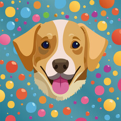 Portrait of a dog on a multi-colored background.Vector illustration of a dog portrait on a background of colorful bubbles.