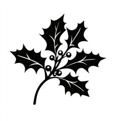 Naklejka premium Christmas holly silhouette leaves black.