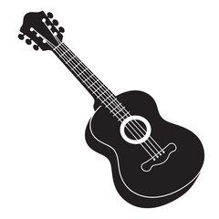 Obraz premium black and white silhouette of a guitar vector on a white background