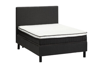 Classic double bed with big headboard isolated on white
