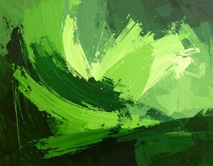 Abstract green paint strokes