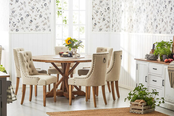 modern luxury dining room interior, 3d render