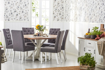 modern luxury dining room interior, 3d render