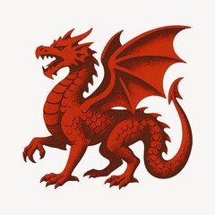 Fiery mythical dragon illustration