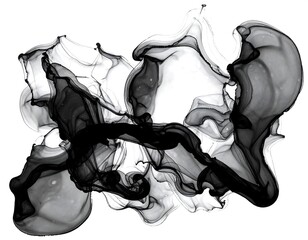 Abstract ink blots in grayscale
