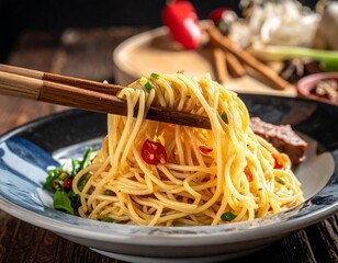 Noodles with a spicy sauce