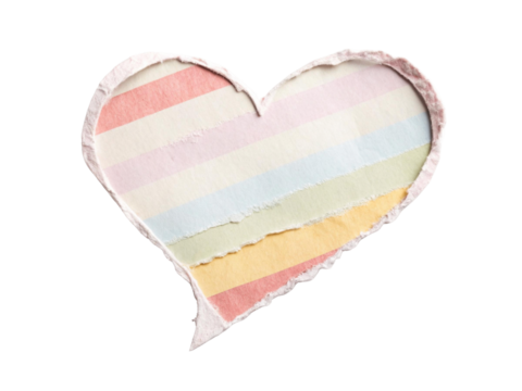 heart-shaped paper speech bubbles,