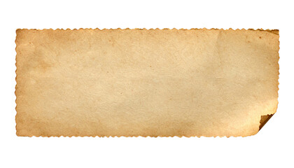 A rectangular torn piece of aged, light brown parchment paper The edges are irregular
