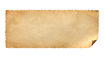 A rectangular torn piece of aged, light brown parchment paper The edges are irregular