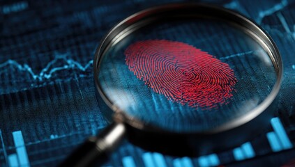 Magnified fingerprint on financial data