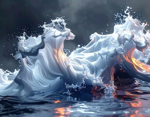 Abstract liquid splash in dark moody setting