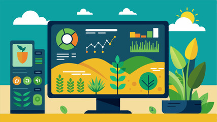 A digital dashboard providing farmers with realtime updates on the quality of their crops including growth progress yield predictions and any potential issues to address.. Vector illustration