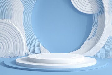 Light blue and white abstract pedestal display