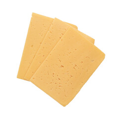 sliced cheese isolated on white background, top view