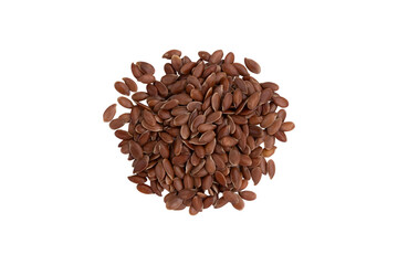 flax seeds isolated on white background, top view, healthy food