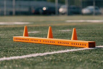Orange cones on a field