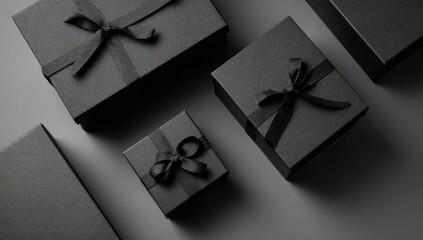 Stacked black gift boxes