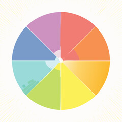 Obraz premium Pastel Color Wheel Abstract Design with Radial Lines