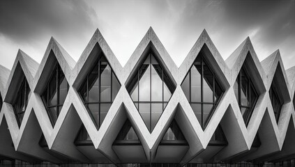 Geometric facade in black and white