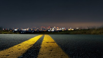 Night road leading to city lights (2)