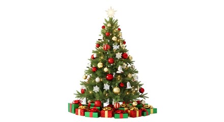 Fototapeta premium Celebrate with a vibrant Christmas tree with gifts for holiday marketing campaigns