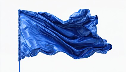 Vibrant blue flag billowing in the wind