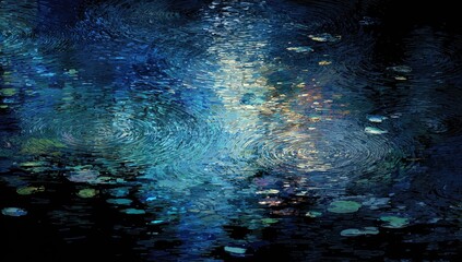 Abstract reflection of light on dark water