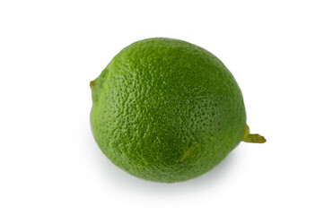 Whole green lime fruit isolated on white background
