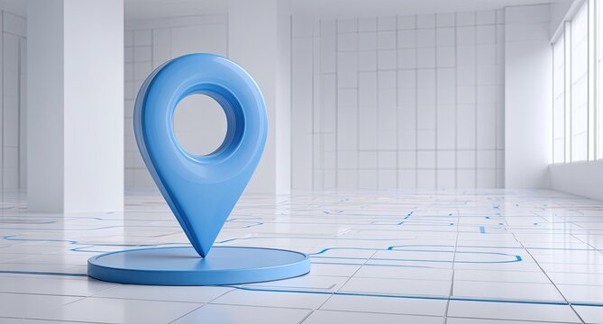 Modern map marker in white space