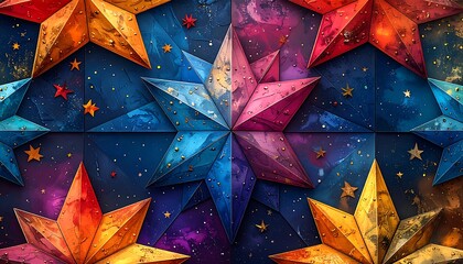 Colorful star pattern on dark background